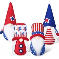 4 Pieces Gnome Patriotic 4th of July Gnomes Plush American Independence Day Faceless Doll Christmas Fourth of July Veterans Day Scandinavian Tomte Ornaments Home Tiered Tray Decorations - BJS6JQ2UU