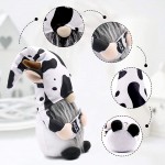 Farmhouse Cow Swedish Gnomes Gift with Milk Bottle Nodic Plush Dairy Cattle Handmade Tiered Tray Dolls Black and White Crummie Pattern Farm Home Decoration Ideas 13 Inches - BM6MRHG15