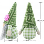Gehydy 2 Pcs Spring Gnomes Plush Summer Garden Tiered Tray Decor Handmade Green Tomte Home Ornaments Gift Tabletop Holiday Figurines Doll Decorations - BDBT8VXIX