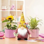 Gehydy Spring Gnomes Plush Mothers Day Summer Sunflowers Decor Gifts Tiered Tray Decorations Handmade Swedish Tomte Holiday Home Kitchen Farmhouse Ornaments - B3FRT0XR1