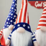 Glitzhome National Day Fabric Gnome Decor Set of 3 Cute Patriotic Gnome Doll Elf Standing Decor 4th of July Table Collectible Ornaments Gnome for Independence Day Home Decor 17”H - BHGQDB9P2