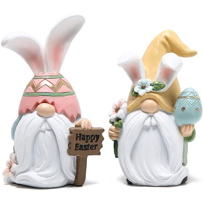 Hodao 2 Pack Easter Decorations Easter Gnomes Decor Resin Easter Bunny Doll Decoration Home Ornaments Table Decor Valentines Gnomes Resin Decor Gifts Suit Gnome - BTVKXTRV9