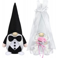 Sakayo Wedding Gnome Decoration 2 Pcs Bride & Bridegroom Couples Plush Dwarf Elf Mr and Mrs Handmade Swedish Tomte Ornaments Couples Gifts for Him and Her Wedding Anniversary Valentine's Day - BD4GUI0NM