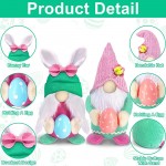 TURNMEON 2 Pcs Easter Bunny Gnomes Plush Easter Decorations Hold Easter Eggs Faceless Plush Rabbit Doll Handmade Swedish Tomte Elf Easter Spring Gnome Decoration Indoor Home Table Ornament Easter Gift - BZH0FMO89