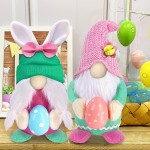 TURNMEON 2 Pcs Easter Bunny Gnomes Plush Easter Decorations Hold Easter Eggs Faceless Plush Rabbit Doll Handmade Swedish Tomte Elf Easter Spring Gnome Decoration Indoor Home Table Ornament Easter Gift - BZH0FMO89