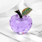 50mm 1.97in Crystal Apple Figurine Home Decor Handmade Premium Healing Crystal Statue Paperweight Ornament Collectible Crafts Come with Gift Box Ideal Gift for Wedding Birthday Christmas Purple - BXZTKKC7L