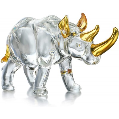 5.7'' Handmade Crystal Rhinoceros Statue Wildlife Rino Animal Figurine Collectible Gift Healing Crystals Paperweight Home Office Decor Sculpture - B3FSQTJWX