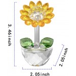Crystal Sunflower Figurine Home Decoration Handmade Flower Statue Ornament Crystal Crafts Paperweight Collectible Come with Gift Box Great Gift for Birthday Holidays Christmas Yellow - BQ5FDEYSC