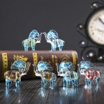 Crystalsuncatcher Set of 6 Elephant Glass Figurine Handblown Glass Art Animal Collectible Figurine Mini Glass Animals OrnamentElephant - BW3U0HHIZ