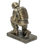 Dicksons Duty Faith God Praying Soldier 5 inch Gold Resin Stone Table Top Figurine - BG6858UPW