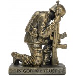 Dicksons Duty Faith God Praying Soldier 5 inch Gold Resin Stone Table Top Figurine - BG6858UPW