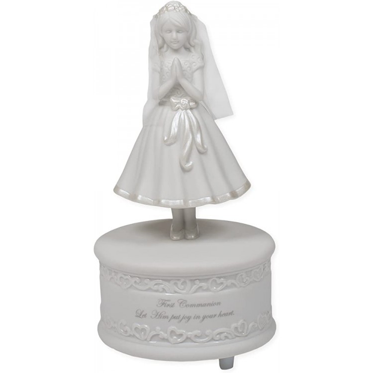 First Communion Girl 7.5 Inch Porcelain Musical Figurine Plays The Lord's Prayer - B186ZT57X