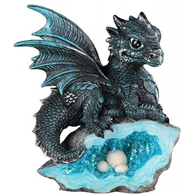 G Ganen SS-G-71581 Blue Medieval Baby Dragon with Crystal Egg Nest Decorative Figurine 7871581 - BVLQSDHLP