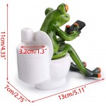 JuxYes Resin Creative 3D Craft Frog Figurine Statue Pencil Holder Funny Green Frog Texting On Toilet Personalized Animal Collectible Figurines Frog Crafts Pen Pencil Holder For Home Office Decoration - BT64OS99E