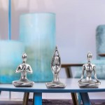 Leekung Yoga Meditation décor,Yoga Pose Statue Home Decoration,Zen Yoga Figurine for Spiritual Room décor,Set of 3 Yoga Gift Antique Silver Color - BIGMW6R1A