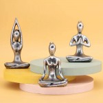 Leekung Yoga Meditation décor,Yoga Pose Statue Home Decoration,Zen Yoga Figurine for Spiritual Room décor,Set of 3 Yoga Gift Antique Silver Color - BIGMW6R1A