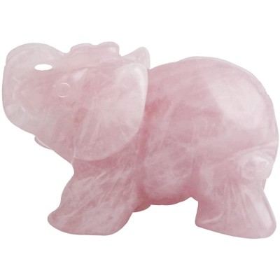 mookaitedecor Rose Quartz Elephant Crystal Sculpture Statue Healing Reiki Pocket Gemstone Figurines Crafts 1.5 Inch - B13KII67Y