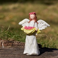 NovoMoss Flower Angle Figurine- Sculpted Hand Carved Collectible Decorative Statues- Gift to Express Valentine Friendship Love Gratitude and Blessing. - BPHKX9OGE