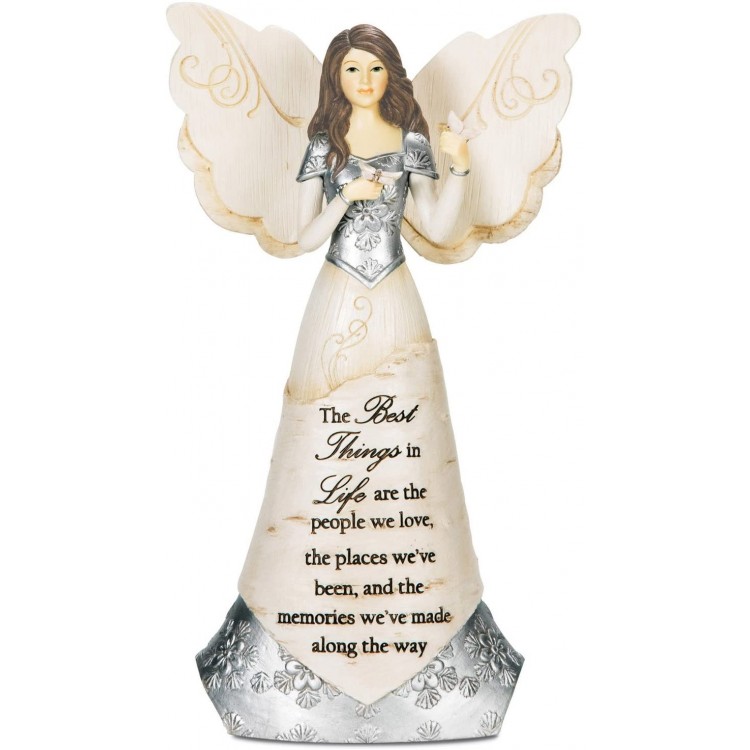 Pavilion Gift Company Elements 82328 Angel Figurine Holding Butterflies Best Things In Life 8-Inch White - BDX3GNH37