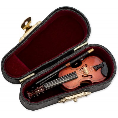 Violin Music Instrument Miniature Replica with Case Size 3 in. - B1SJTWJ15