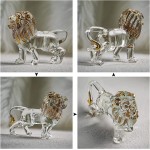YU FENG Crystal Lion Figurine Collectible Blown Painted Glass Art Wildlife Animal Sculpture Ornament Handmade Crystal Paperweight Gifts - BGH27F6RN