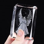 YWHL 3D Crystal Guardian Angel Figurine with Colorful Light Base Laser Engraved Glass Angel Gifts Collectible Figurines - BZJ74TCCG