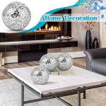 10 Pieces 3 Inch Mosaic Sphere Balls Set Decorative Glass Balls Decorative Orbs Table Centerpiece Balls Round Glass Ball Bowl Filler for Bowls Vases Dining Coffee Table Living Room Decor Silver - BRTDHX7DY