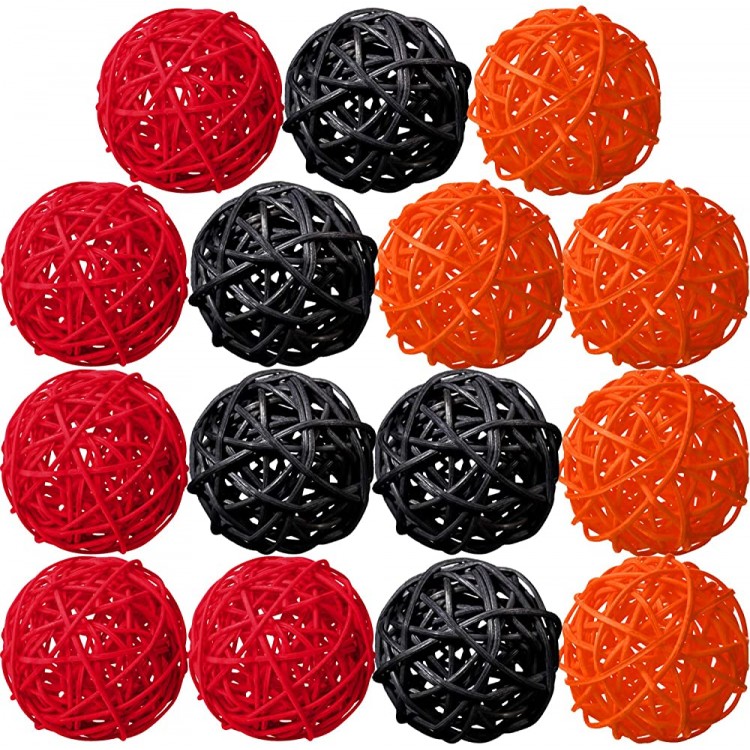 15 Pieces Wicker Rattan Balls Sphere Orbs Vase Fillers Decorative Wicker Balls for Halloween Party Baby Shower Wedding Home Garden Hanging Decoration Aromatherapy Accessories - B2UNSDQX9