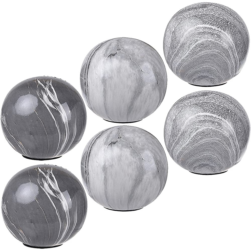 A&B Home Decorative Balls Decorative Orbs for Bowls Vases Table Centerpiece Decor 4 Grey Ceramic Sphere for Living Room Dining Room Set of 6 - BSXNV0DZX