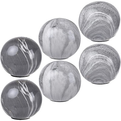 A&B Home Decorative Balls Decorative Orbs for Bowls Vases Table Centerpiece Decor 4" Grey Ceramic Sphere for Living Room Dining Room Set of 6 - BSXNV0DZX
