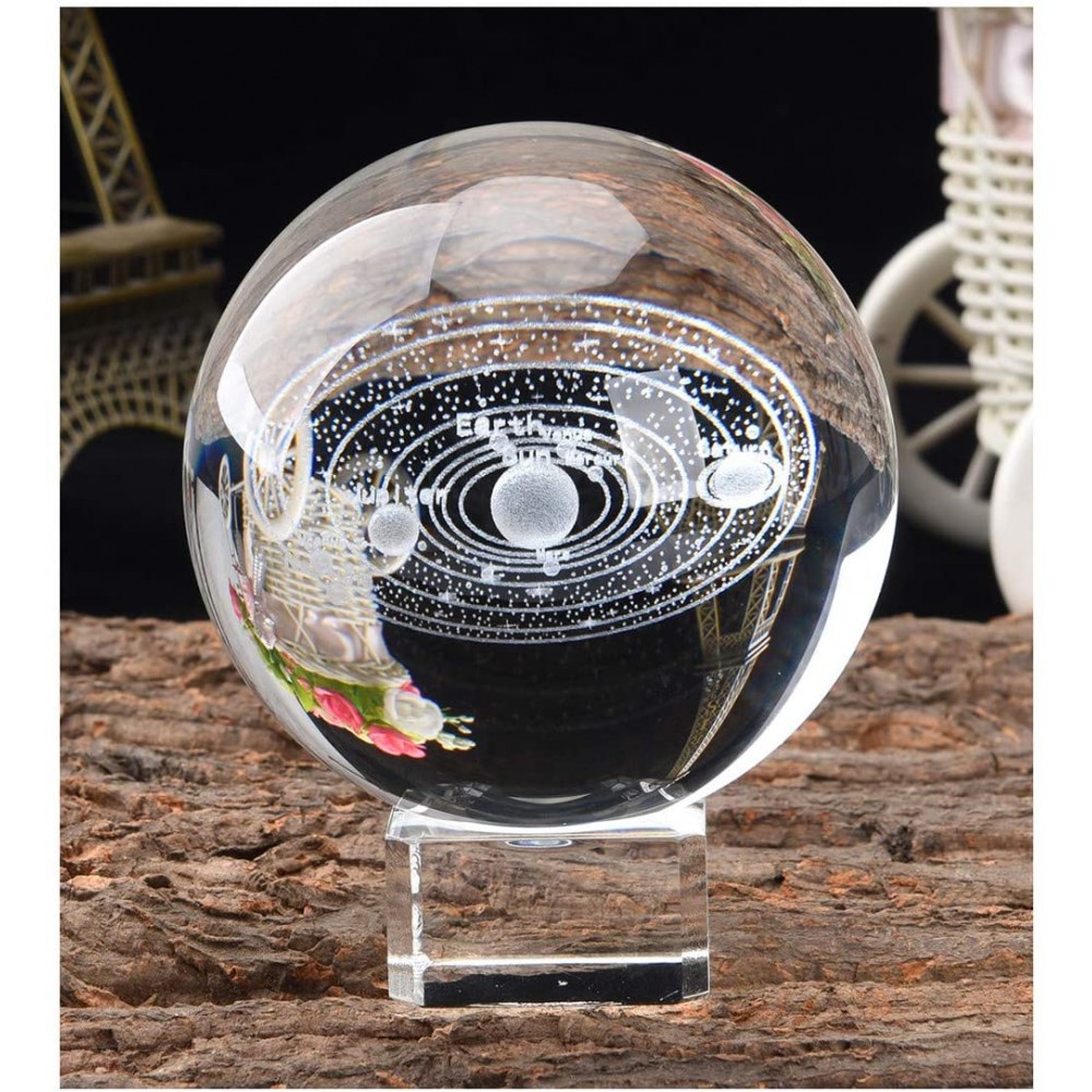 AIRCEE 3D Model of Solar System Crystal Ball Decorative Planets Glass Ball with A Stand Great Gifts Educational Toys Home Office Decor Galaxy Sphere with Gift Box - B365DQRPK