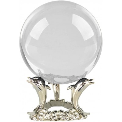 Amlong Crystal Clear Crystal Ball 110mm 4.2 inch with Dolphin Stand and Gift Package for Decorative Ball Lensball Photography Gazing Divination or Feng Shui and Fortune Telling Ball - BBF0HVOKE