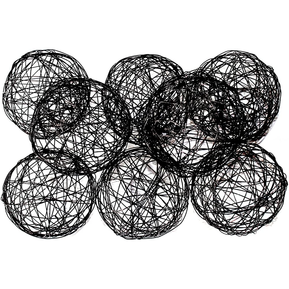 BD Crafts Decorative Wire Ball. 3'' Black Wire Ball Pack of 8 - BLJDXUDLC