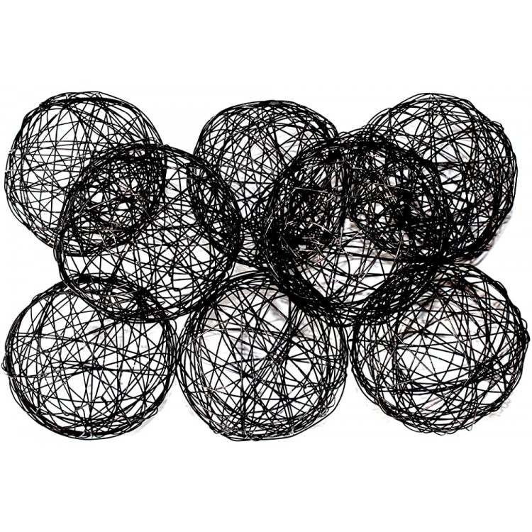 BD Crafts Decorative Wire Ball. 3'' Black Wire Ball Pack of 8 - BLJDXUDLC