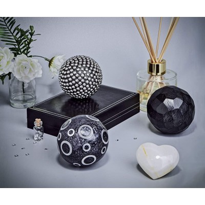 Beautiful Handmade Black Decorative Balls for Bowls Decorative Balls Set of 3”x 3 pcs Accent Decor Great for Trays & Vases - BRYETTMKC