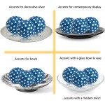Beautiful Handmade Silver Mirrored Polka Dot Blue Decorative Balls for Bowls – Small Decorative Balls Set of 3”3 pcs Accent Decor Great Decorations for Trays & Vases - BICHQ18IN