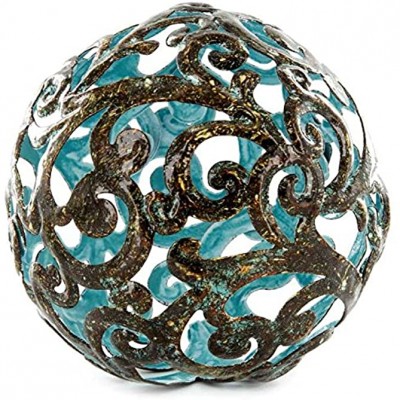 Blue Fancy Metal Decorative Sphere - B8GBKY0YZ