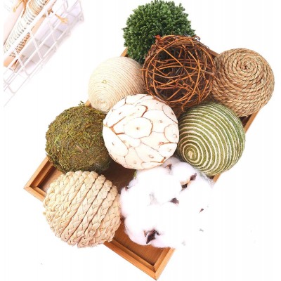 CIR OASES 9pcs 3.5Inch Fall Decorative Ball Orb Rattan Ball Rattan Woven Orbs Spherical Bowl and Vase Filler for Home Party Wedding Display Decor Props - B01AI81OU