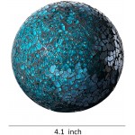 Decorative Balls Set of 3 Glass Mosaic Sphere Dia 5 Gold & WHOLE HOUSEWARES | Decorative Balls | Set of 3 Glass Mosaic Orbs for Bowls | 4 Diameter | Table Centerpiece | Coffee Table Turquoise - BW92A03CT