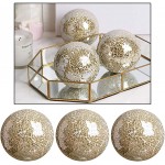 Gazechimp Decorative Orbs for Bowls and Vases Bowls Set of 3 Glass Mosaic Sphere Balls Dining Coffee Table Centerpiece Decoration Orbs Golden - BUPLFM8VE