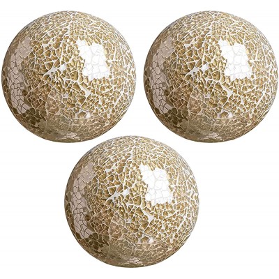 Gazechimp Decorative Orbs for Bowls and Vases Bowls Set of 3 Glass Mosaic Sphere Balls Dining Coffee Table Centerpiece Decoration Orbs Golden - BUPLFM8VE