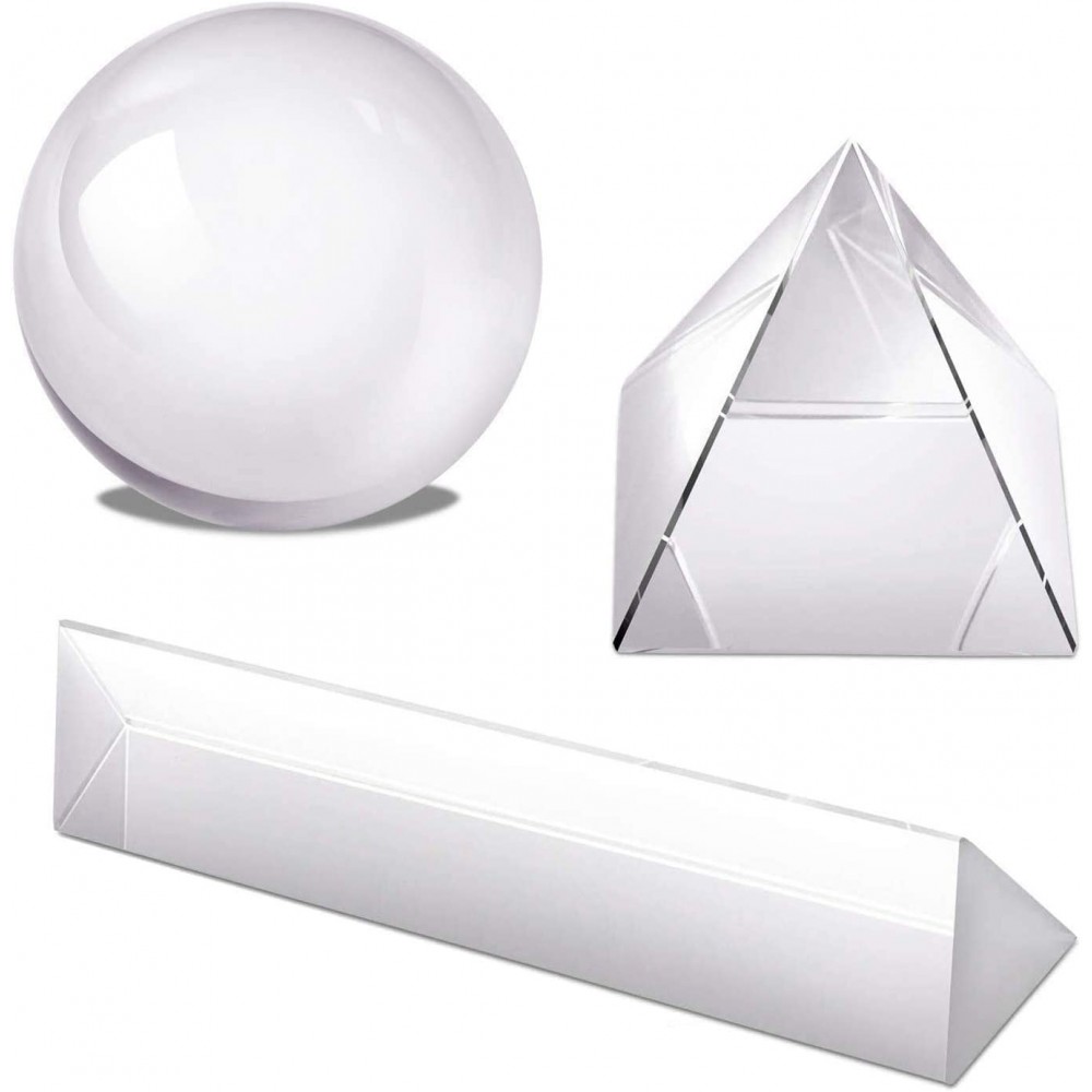 Hartop Clear K9 Crystal Ball Crystal Pyramid Crystal Triangular Prism with Microfiber Pouch Wiper Cloth for Photography Accessory and Art Decor - BX99566O6