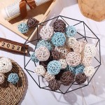 Hotop 36 Pieces Vase Filler Decorative Balls with Bowl Rattan Wicker Balls with Black Metal Small Bowl Rattan Ball Ornaments Multicolor Orbs Spheres Bowl Fillers for Bowl Centerpiece Home Decor - BEMXKDISM