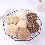 idyllic Decorative Balls for Bowls Natural Wicker 3 Inches Rattan Woven Twig Orbs String and Cotton Balls Spherical Vase Fillers for Centerpieces Bag of 8 Brown and White - BIKUYA4DU