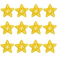 JANOU 12pcs Star Shaped Natural Wicker Balls Decorative Rattan Balls DIY Craft Vase Filler Hanging Balls Ornaments for Wedding Baby Shower Christmas Party 2.4 In 6cm Yellow - BD64S66ED