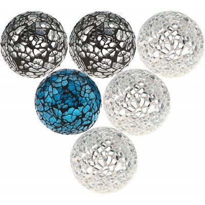 Kepfire Round Glass Sphere 6Pcs 2.4 Inch Mix-Color Orbs Mosaic Crackl Balls Dining Table Centerpiece Christmas Party Decoration - B9UBI508R