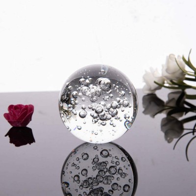 LONGWIN 2.4 Inch Crystal Bubbles Ball Glass Decorative Balls with Stand - BD5VW4NQU