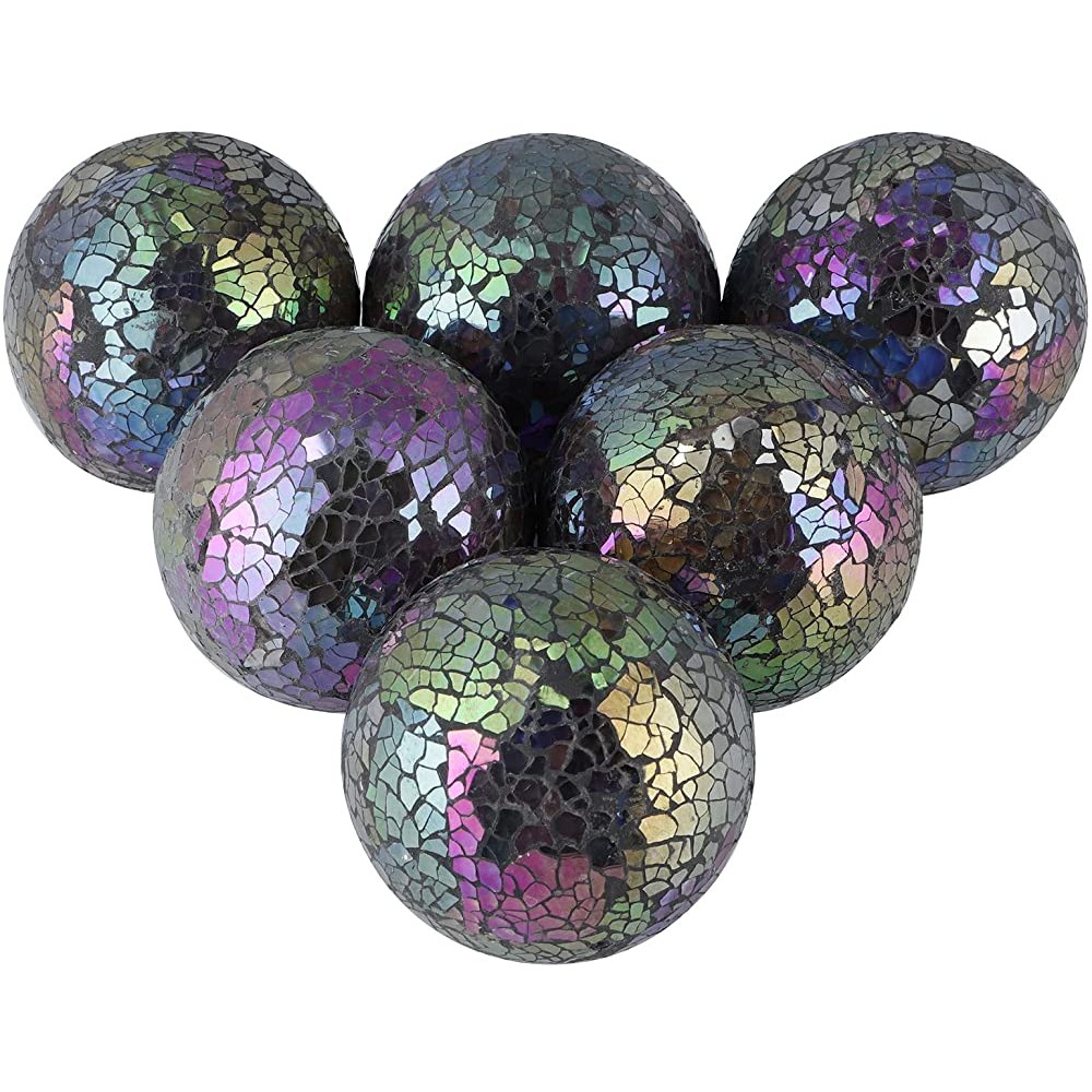 MDLUU 6-Pack Mosaic Balls Home Decor Spheres Decorative Orbs for Centerpiece Bowl 3-Inch Diameter Mixed Color-A - BBIMP3TT5