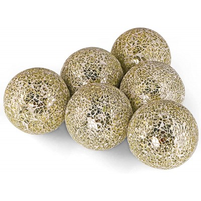 MDLUU 6 Pcs Decorative Orbs Mosaic Sphere Balls Centerpiece Balls for Bowls Vases Dining Table Decor Diameter 4 Inches Gold - BPX7KWLE5