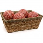 Oriental Furniture 4 Red and Beige Vines Porcelain Ball Set - BJXPG863Q